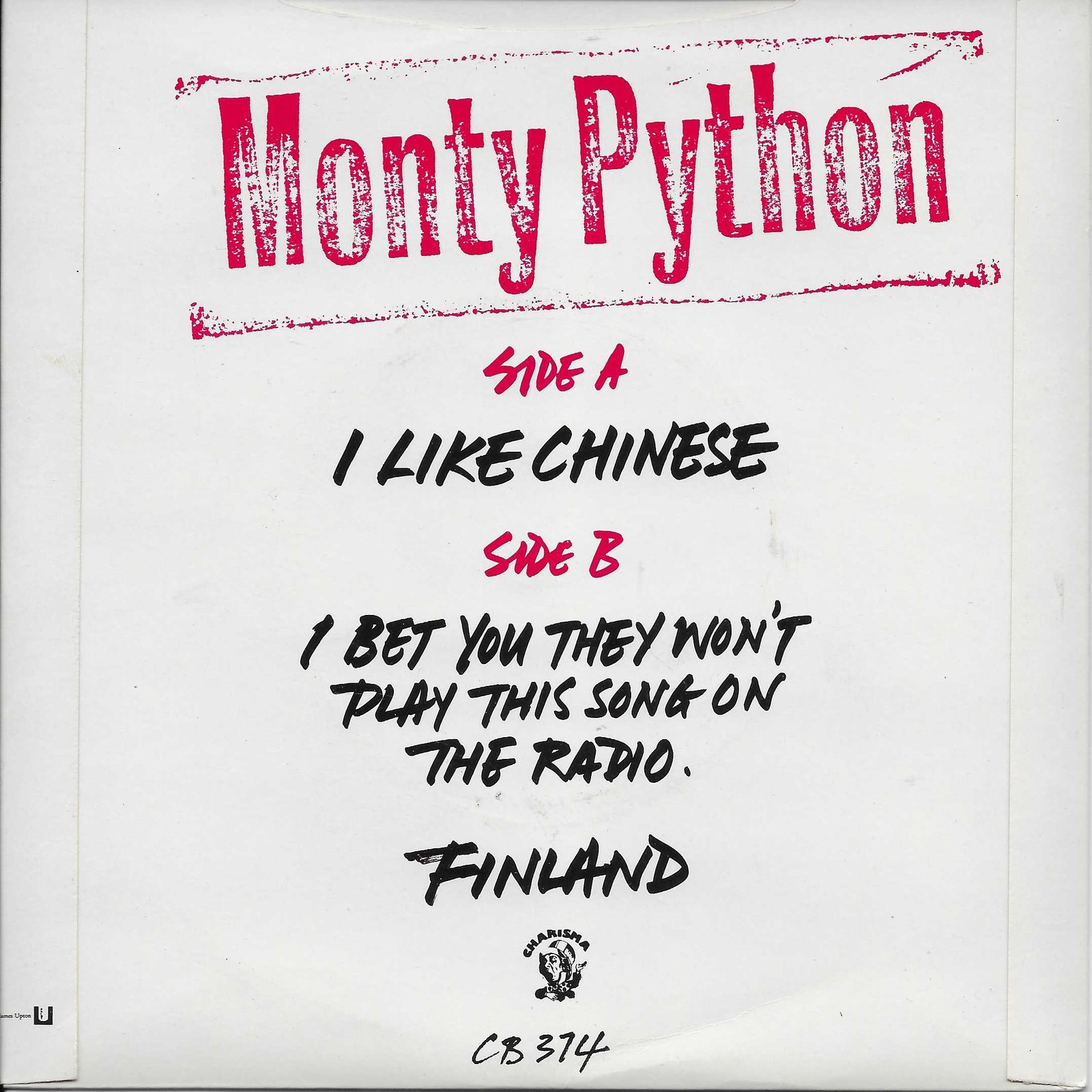 CB 374 I like Chinese Monty Python from the BBC records and Tapes library Back cover of CB 374